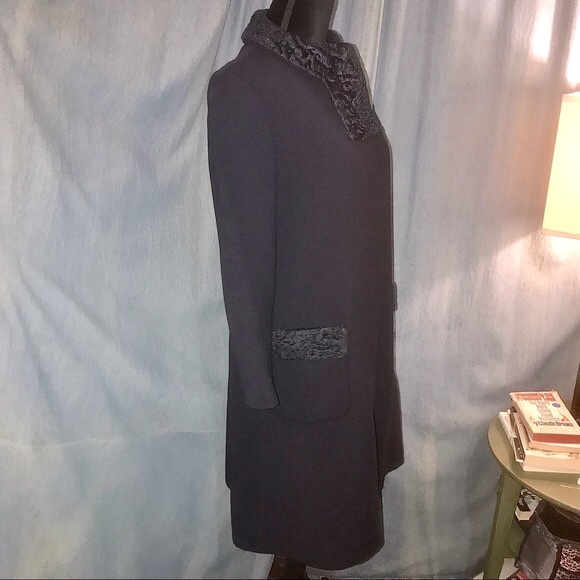VTG Gloria Sachs Designer Navy Coat Fits Sz 8 - Picture 2 of 16
